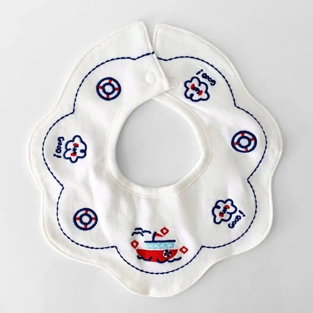 NWT Adorable Boutique Embroidered Boys Baby Bibs Nautical & Tug Boats Set of 3